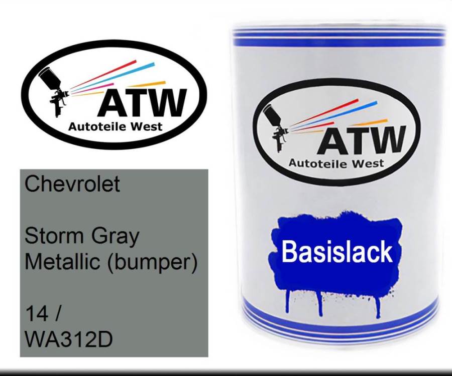 Chevrolet, Storm Gray Metallic (bumper), 14 / WA312D: 500ml Lackdose, von ATW Autoteile West.